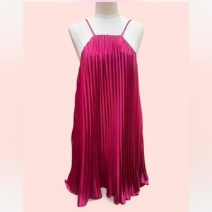 Le Lis Hot Pink Pleated Spaghetti Strap Party Dress